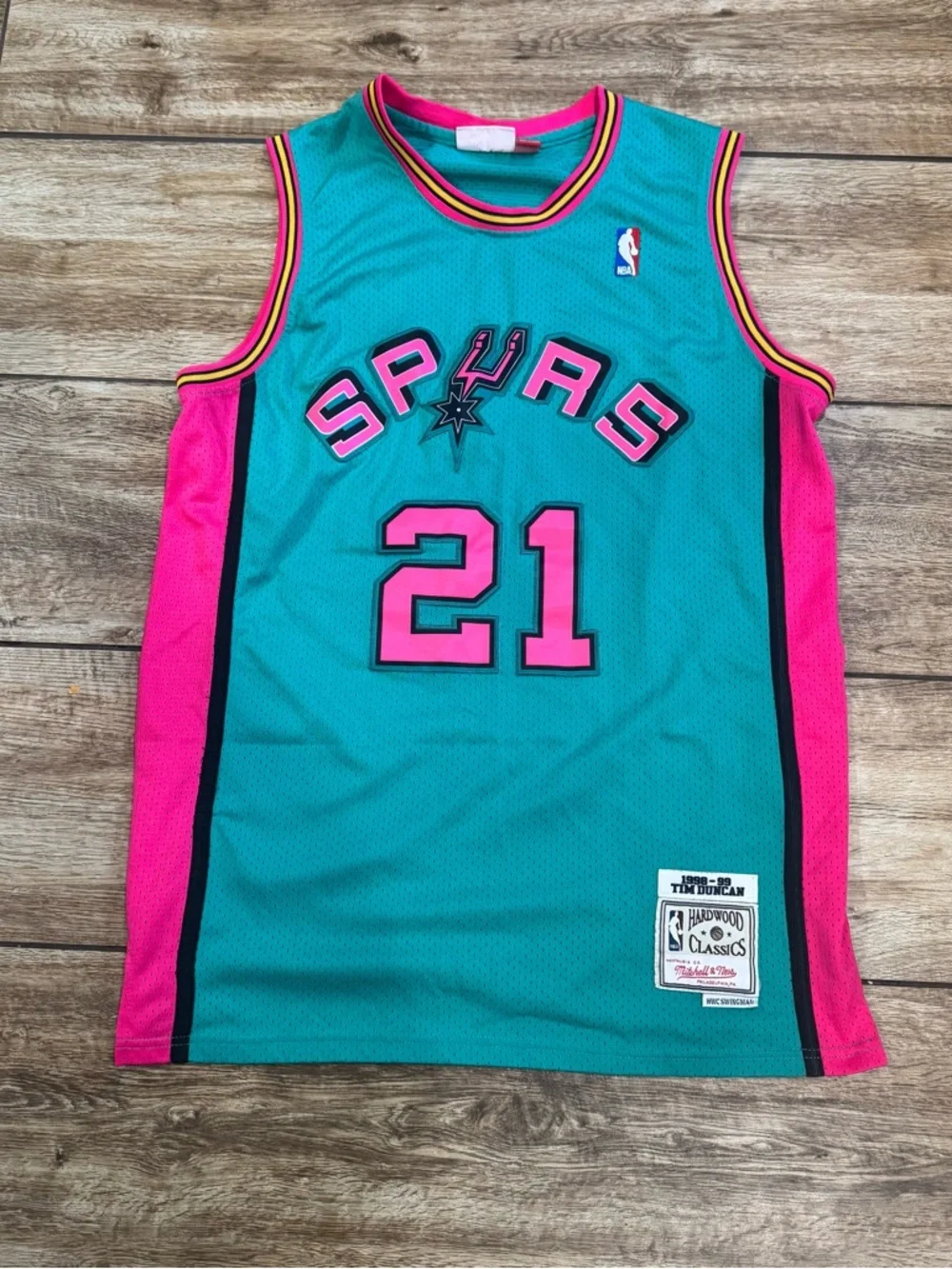Mitchell & Ness Teal and Pink 'Duncan 21' Men’s Jersey